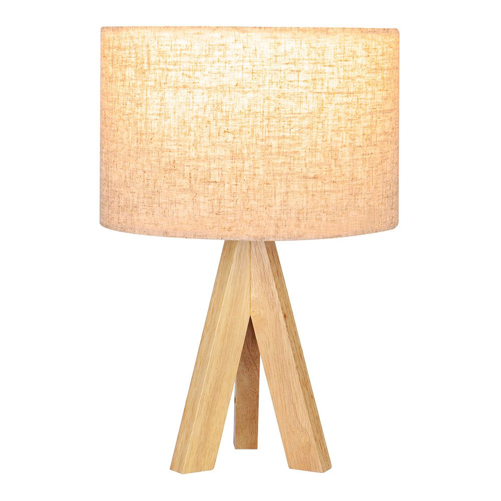 Lámpara mesa e27 madera y tela (bombilla no incluida)