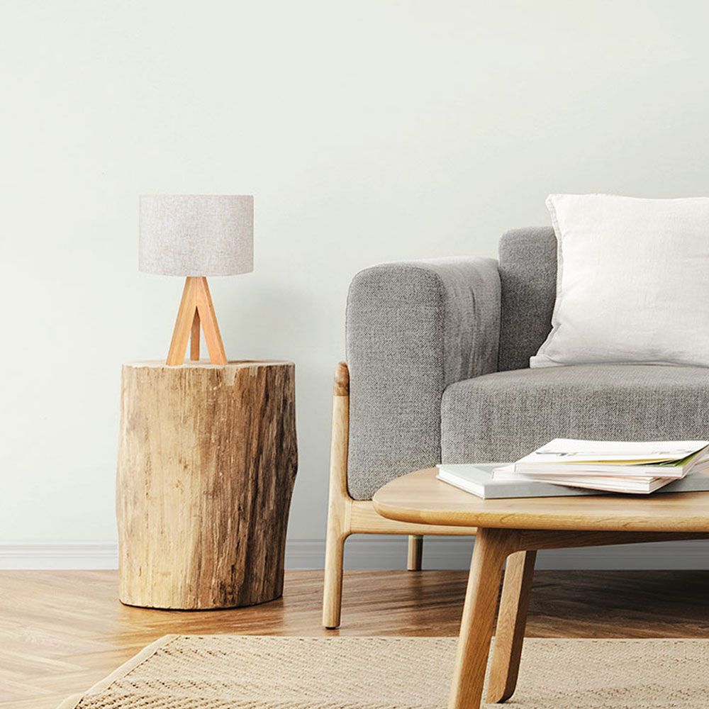 Lámpara mesa e27 madera y tela (bombilla no incluida)