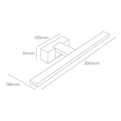 Lámpara led de pared o espejo 6 w 4.000 k 600 lm luz día 30 x 12,8 x 5,10 cm