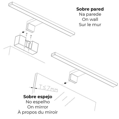 Lámpara led de pared o espejo 6 w 4.000 k 600 lm luz día 30 x 12,8 x 5,10 cm