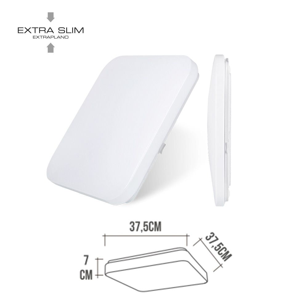 Aplique led cuadrado extraplano de superficie 24 w 4000 k 2490 lm 36,7 x 36,7 x 6,2 cm