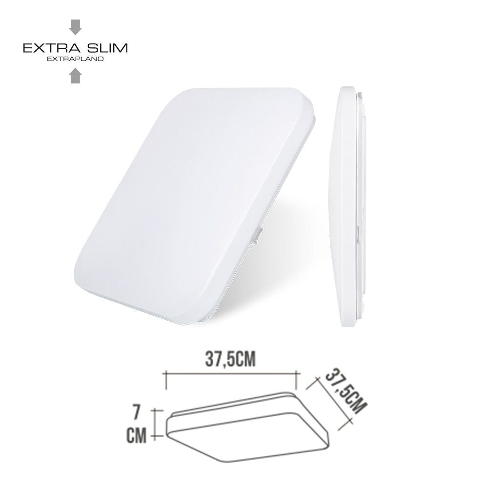 Aplique led cuadrado extraplano de superficie 24 w 6500 k 2490 lm 36,7 x 36,7 x 6,2 cm