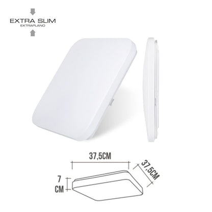 Aplique led cuadrado extraplano de superficie 24 w 6500 k 2490 lm 36,7 x 36,7 x 6,2 cm