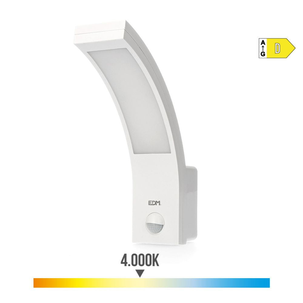 Aplique led con sensor de movimiento 10 w 1654 lm 4000 k ip54 6,6 x 18,8 x 25 cm