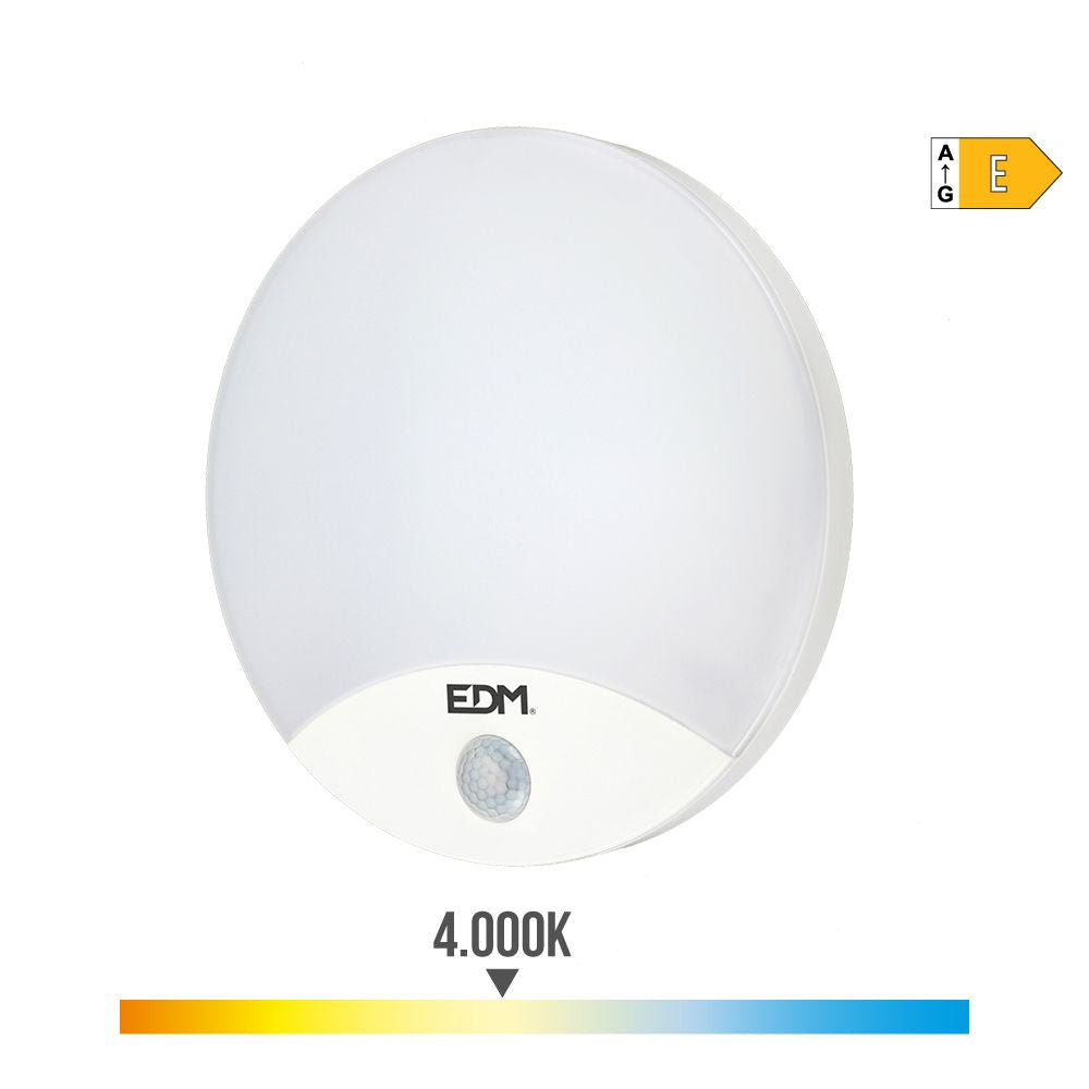 Aplique led redondo con sensor de movimiento 13 w 1850 lm 4000 k ip54 ø25 x 4,9cm