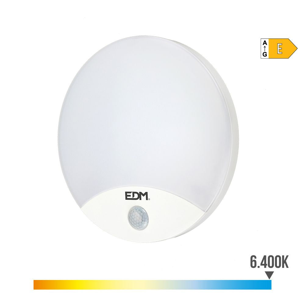 Aplique led redondo con sensor de movimiento 13 w 1850 lm 6400 k ip44 ø25 x 4,9cm