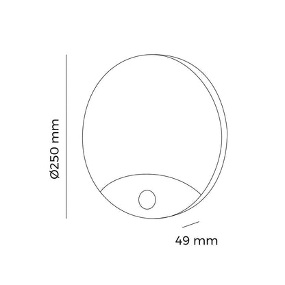Aplique led redondo con sensor de movimiento 13 w 1850 lm 6400 k ip44 ø25 x 4,9cm