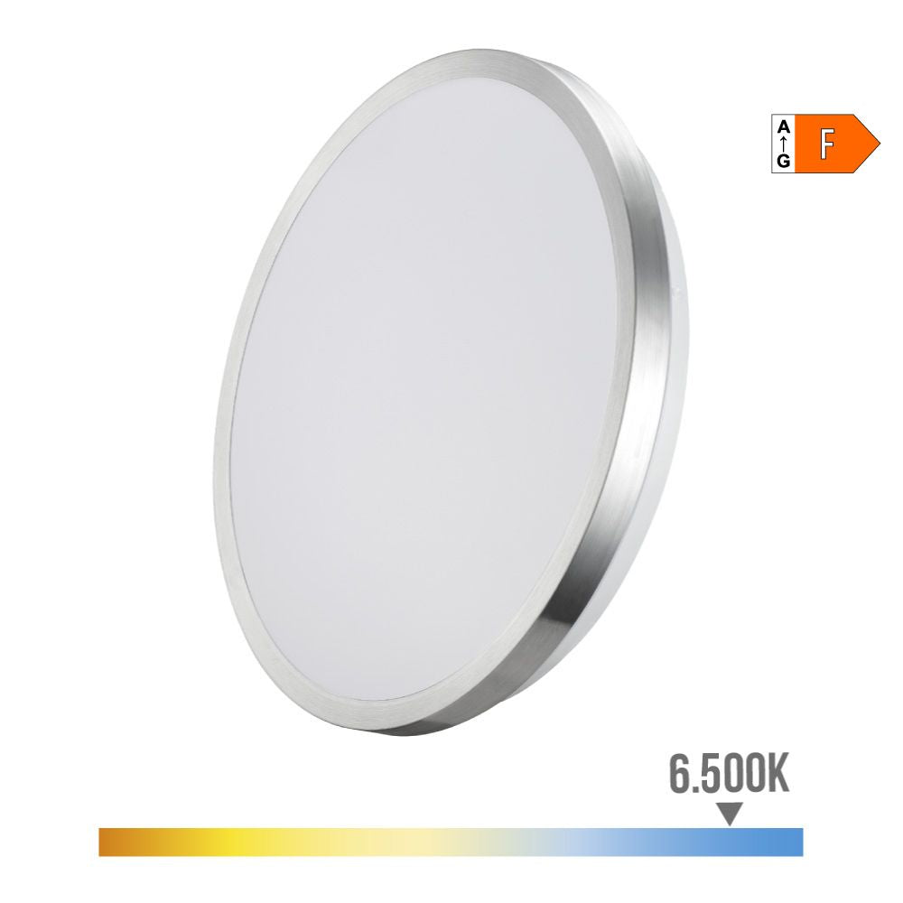 Aplique super led de superficie marco cromado 24 w 6500 k 2490 lm ø38 x 6,2 cm
