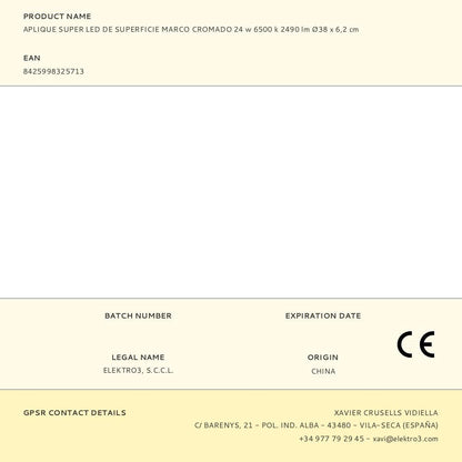 Aplique super led de superficie marco cromado 24 w 6500 k 2490 lm ø38 x 6,2 cm
