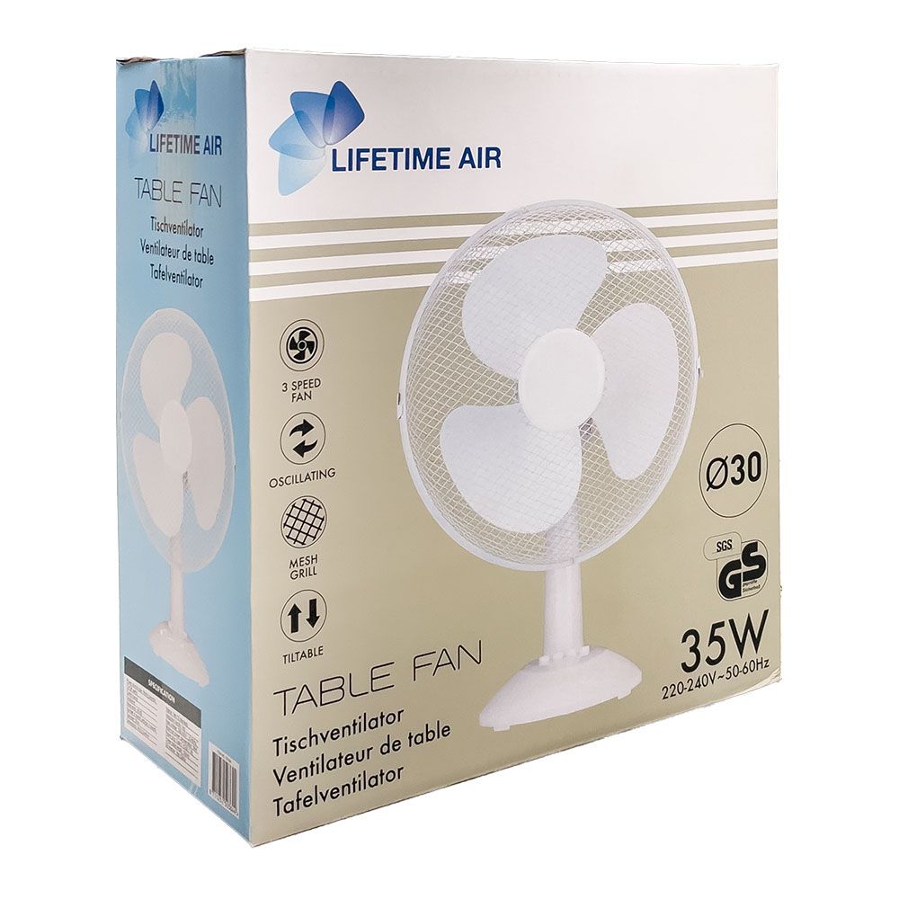 Ventilador de sobremesa blanco 35 w, aspas ø30 cm - 34 x 23,5 x 46 cm