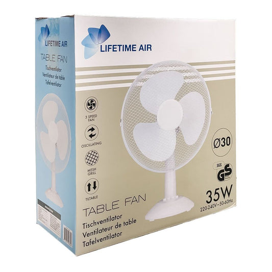 Ventilador de sobremesa blanco 35 w, aspas ø30 cm - 34 x 23,5 x 46 cm