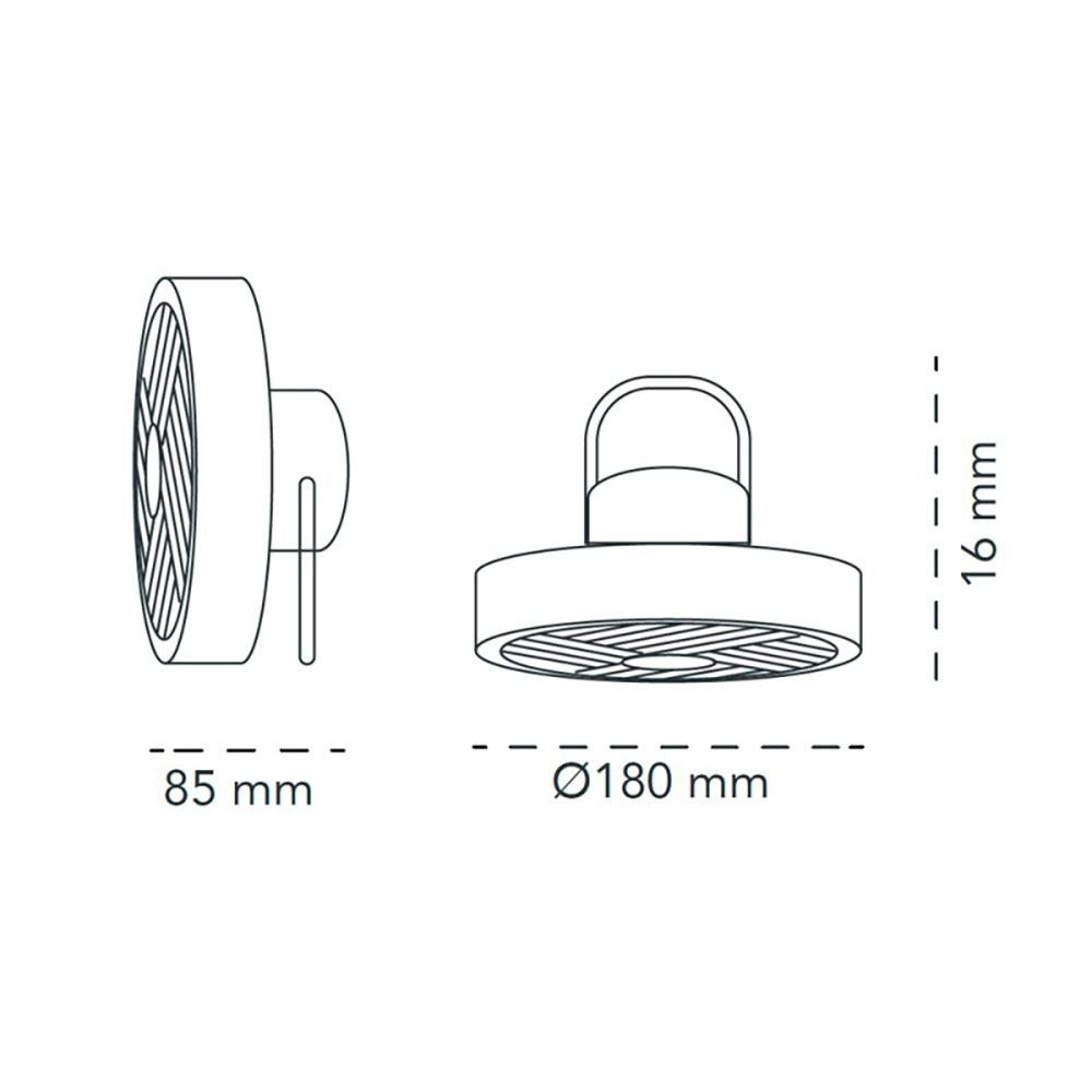 Ventilador de sobremesa recargable blanco led splash 5,5 w - 6500 k - ø180 x 85 x 160 mm