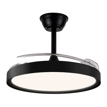 Ventilador de techo led 3cct aspas retráctiles polaris 43 w 4430 lm negro, aspas ø106 cm, plafón ø48,5 cm, altura 32 - 42 cm