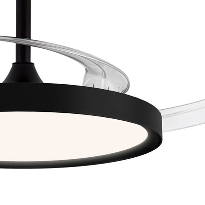 Ventilador de techo led 3cct aspas retráctiles polaris 43 w 4430 lm negro, aspas ø106 cm, plafón ø48,5 cm, altura 32 - 42 cm