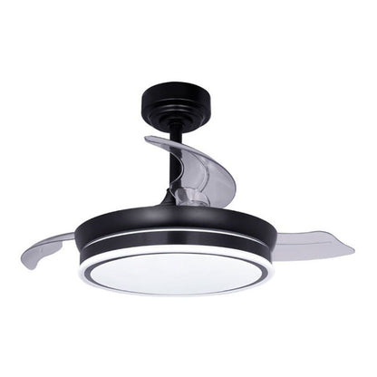 Ventilador de techo led 3cct aspas retráctiles moss mini 46 w 5520 lm negro, aspas ø92 cm, plafón ø39 cm, altura 32 - 42 cm