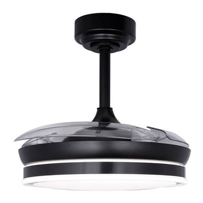 Ventilador de techo led 3cct aspas retráctiles moss mini 46 w 5520 lm negro, aspas ø92 cm, plafón ø39 cm, altura 32 - 42 cm