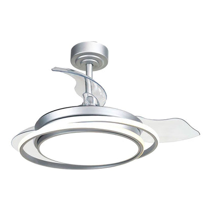Ventilador de techo led 3cct aspas retráctiles antila mini 40 w 4000 lm plata, aspas ø92 cm, plafón ø40 cm, altura 38 - 48 cm