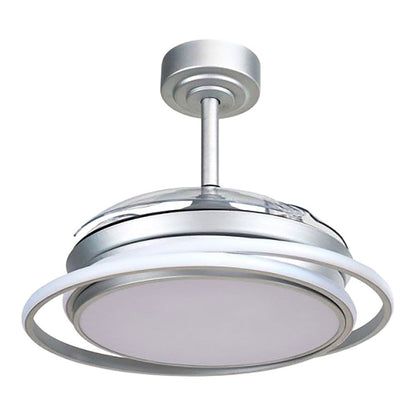 Ventilador de techo led 3cct aspas retráctiles antila mini 40 w 4000 lm plata, aspas ø92 cm, plafón ø40 cm, altura 38 - 48 cm
