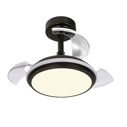 Ventilador de techo led 3cct aspas retráctiles antila mini xs 35 w 3000 lm negro, aspas ø55 cm, plafón ø32 cm, altura 38 - 48 cm
