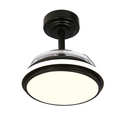 Ventilador de techo led 3cct aspas retráctiles antila mini xs 35 w 3000 lm negro, aspas ø55 cm, plafón ø32 cm, altura 38 - 48 cm
