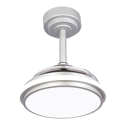Ventilador de techo led 3cct aspas retráctiles antila mini xs 35 w 3000 lm plata, aspas ø55 cm, plafón ø32 cm, altura 38 - 48 cm