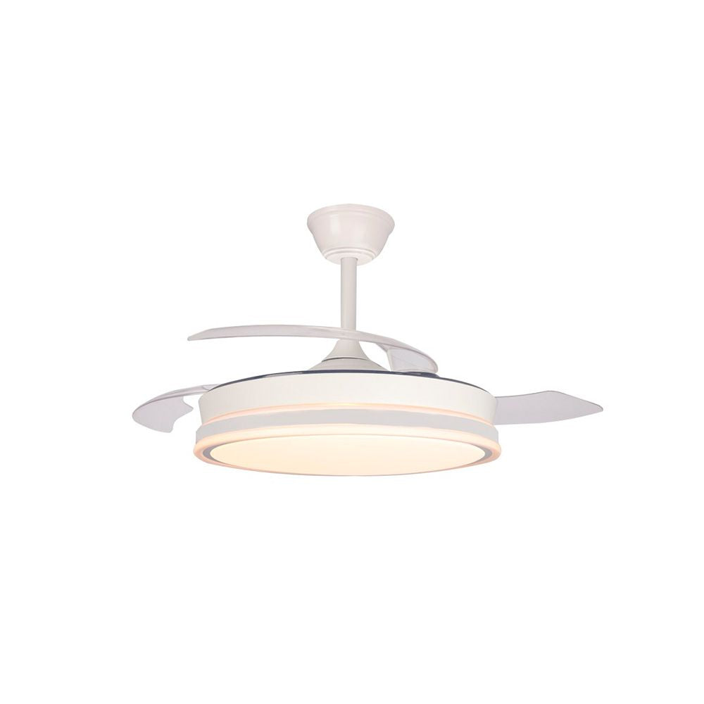 Ventilador de techo led 3cct aspas retráctiles supereco 45 w 4400 lm blanco, ø106 cm, plafón ø48,5 cm, altura 32 - 42 cm