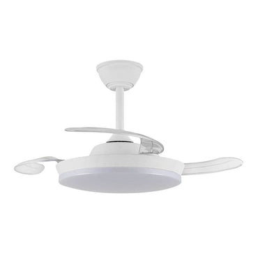 Ventilador techo, led 3cct, aspas retráctiles, milky s eco, 39 w, 3822 lm, blanco, ø92 cm, plafón ø39 cm, altura 32 - 42 cm