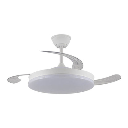 Ventilador techo, led 3cct, aspas retráctiles, milky m eco, 45 w, 4400 lm, blanco, ø106 cm, plafón ø48 cm, altura 32 - 42 cm