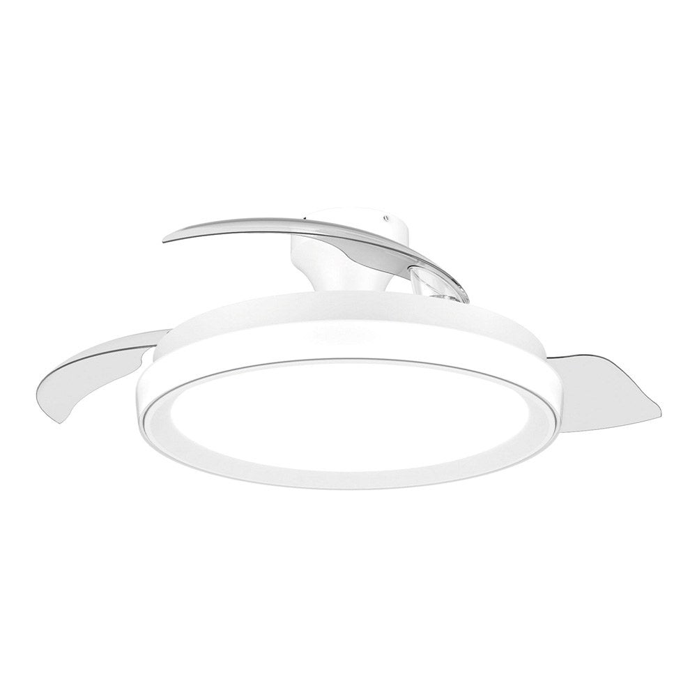 Ventilador de techo con aspas retráctiles, led 3 cct, dc 28 w + 35 w, modelo bliss, blanco, ø106 cm