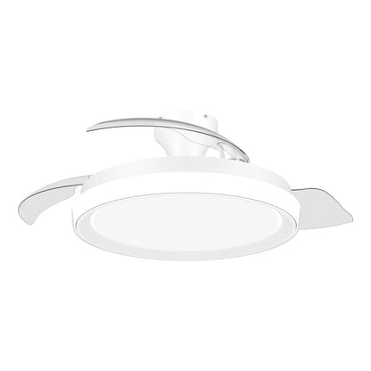 Ventilador de techo con aspas retráctiles, led 3 cct, motor dc 28 w + led 35 w, modelo bliss, blanco / estrellado, ø106 cm