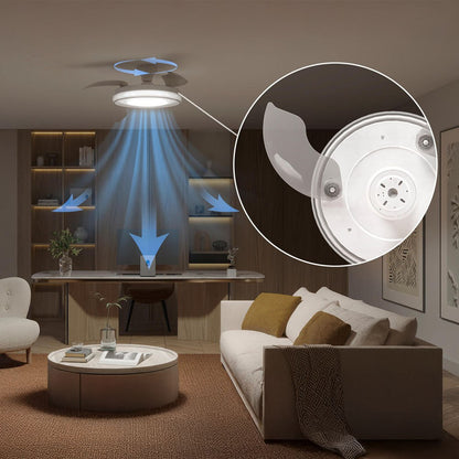 Ventilador de techo con aspas retráctiles, led 3 cct, motor dc 28 w + led 35 w, modelo bliss, blanco / estrellado, ø106 cm