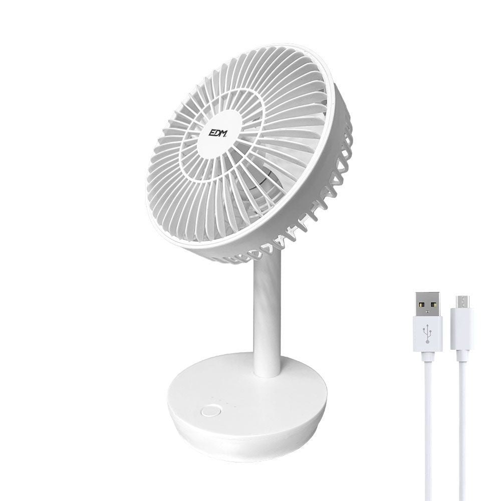 Ventilador de sobremesa recargable blanco 5w - 31,6 db - aspas: ø14,5 cm 17 x 13 x 26 cm