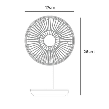 Ventilador de sobremesa recargable blanco 5w - 31,6 db - aspas: ø14,5 cm 17 x 13 x 26 cm