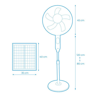Ventilador de pie solar, blanco potencia 25 w, aspas ø40 cm