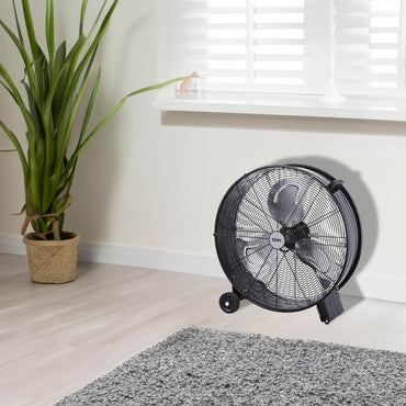 Ventilador industrial de suelo, con ruedas, negro 180 w - 59,8 db - ø65 cm