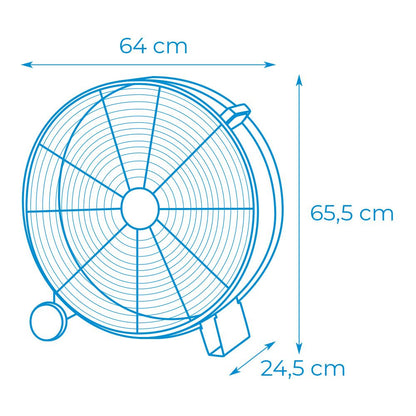 Ventilador industrial de suelo, con ruedas, negro 180 w - 59,8 db - ø65 cm
