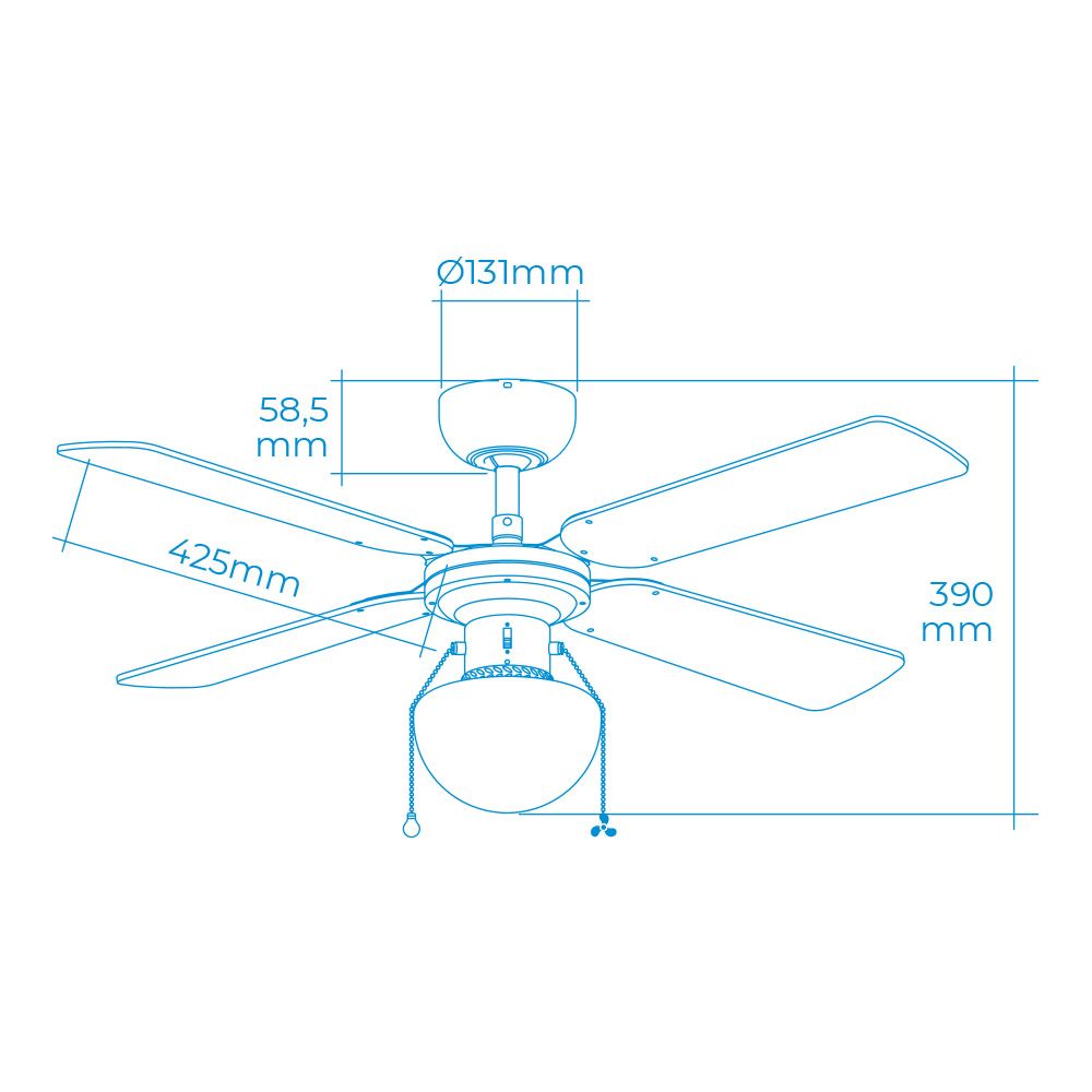 Ventilador de techo blanco modelo caribe, 50 w, aspas ø102 cm