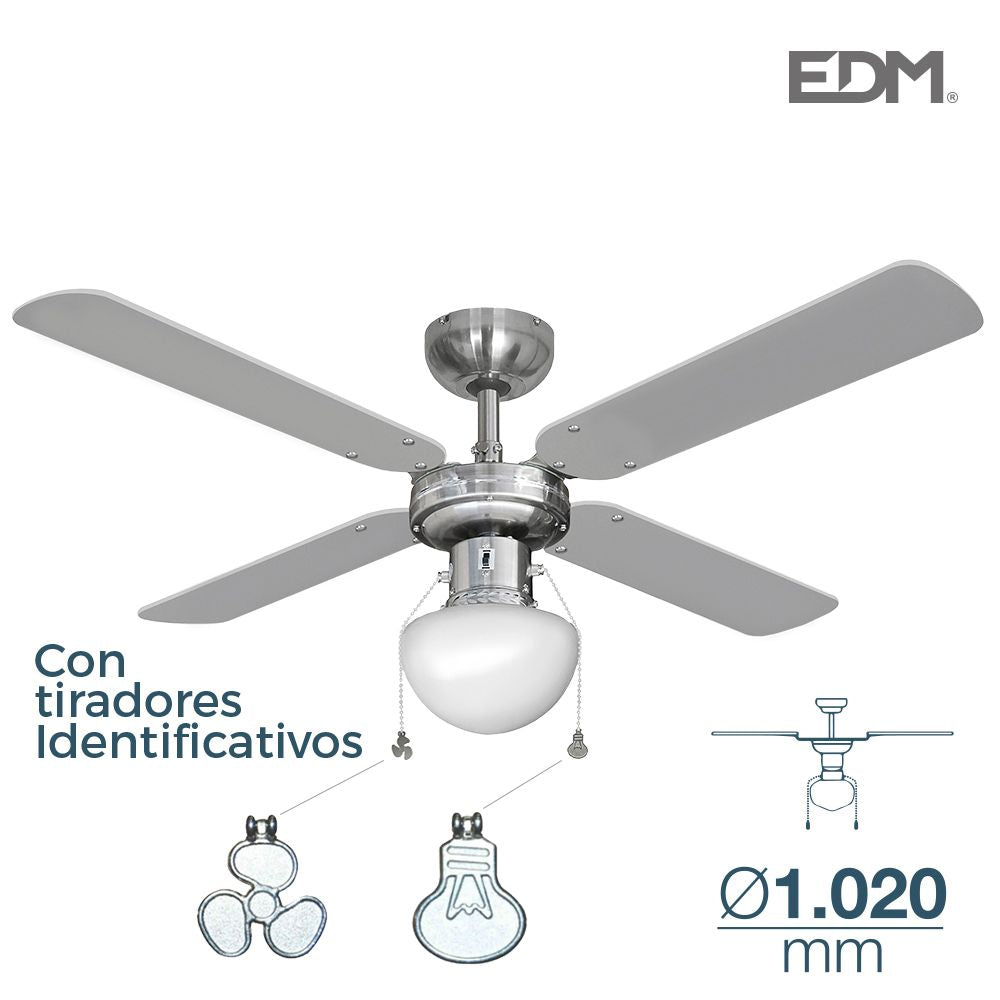 Ventilador de techo modelo caribe. color cromado. potencia: 50w aspas: ø102 cm edm