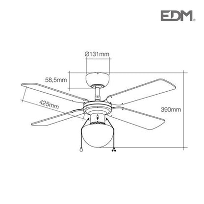 Ventilador de techo modelo caribe. color cromado. potencia: 50w aspas: ø102 cm edm