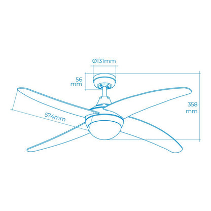 Ventilador de techo modelo caspio. color plateado/niquel. potencia: 60w aspas: ø132cm con mando a distancia edm