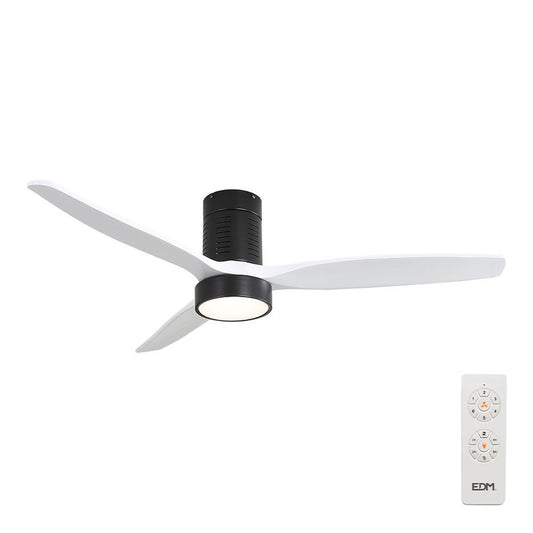 Ventilador de techo modelo kara con 3 aspas color blanco ø132cm luz led 3000/4000/6000k, 3cct, 30 w, negro