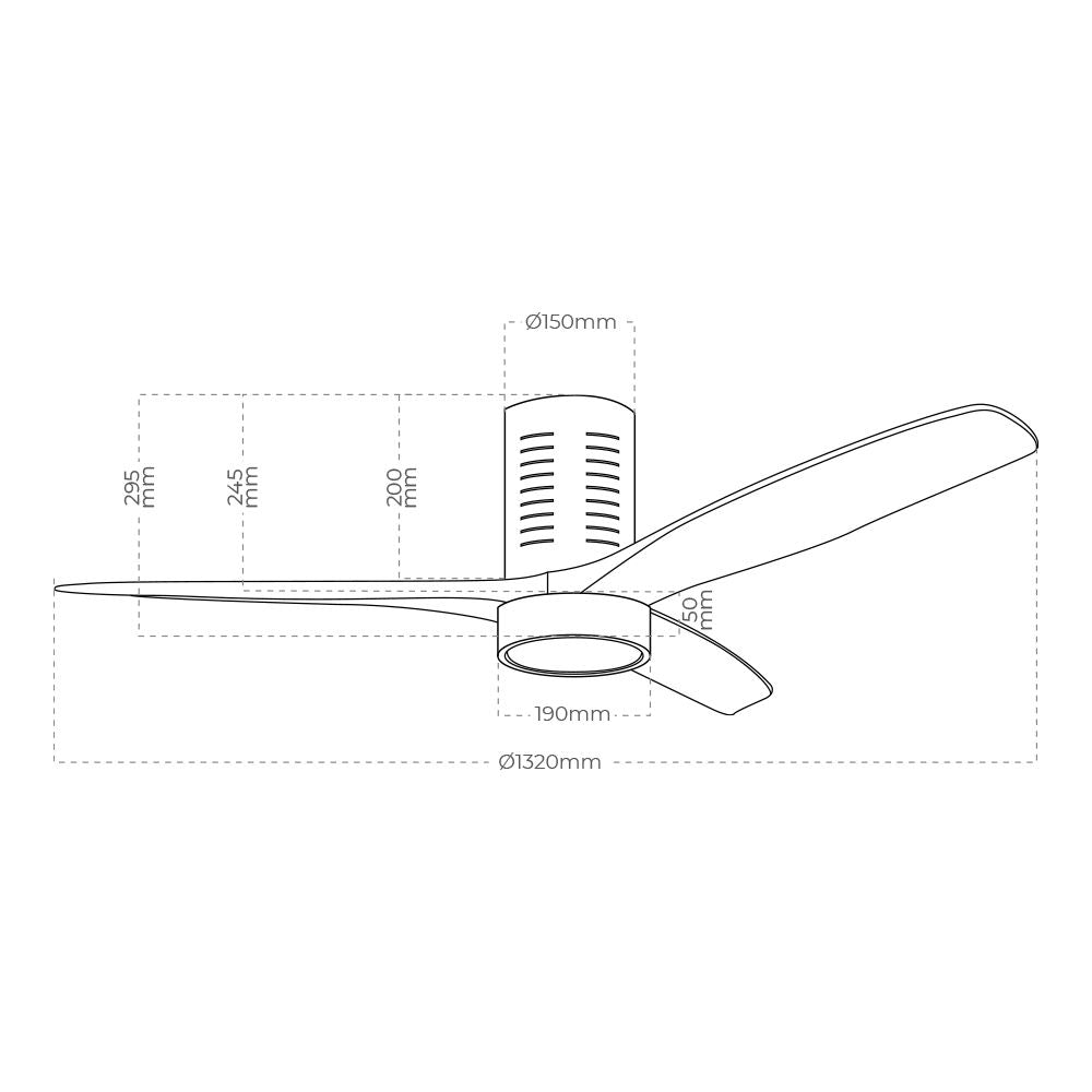 Ventilador de techo modelo kara con 3 aspas color blanco ø132cm luz led 3000/4000/6000k, 3cct, 30 w, negro