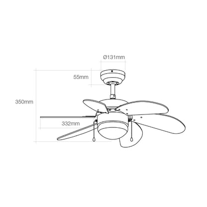 Ventilador de techo modelo aral. color blanco. potencia: 50 w aspas: ø76cm