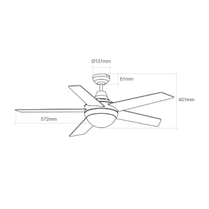 Ventilador de techo modelo adriatico. color blanco. potencia: 60w aspas: ø132cm con mando a distancia edm