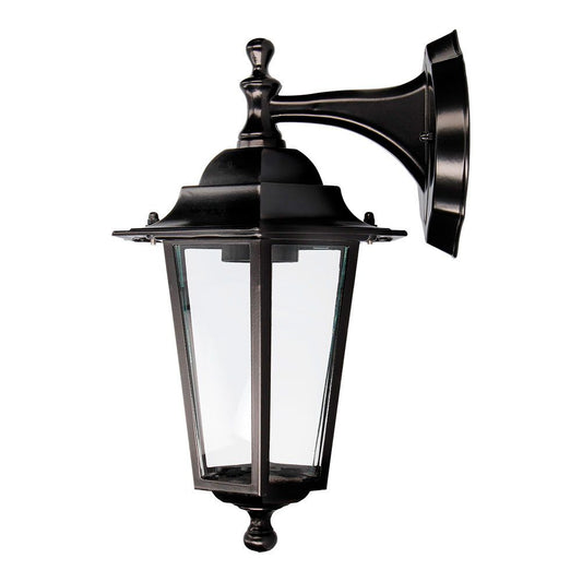 Aplique exterior zurich de aluminio y cristal e27 60 w sin bombilla, color negro, luz hacia abajo