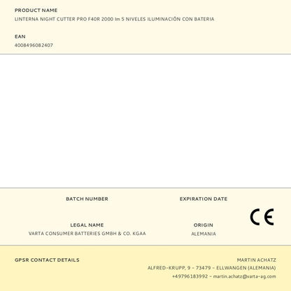 Linterna night cutter pro f40r 2000 im 5 niveles iluminación con bateria