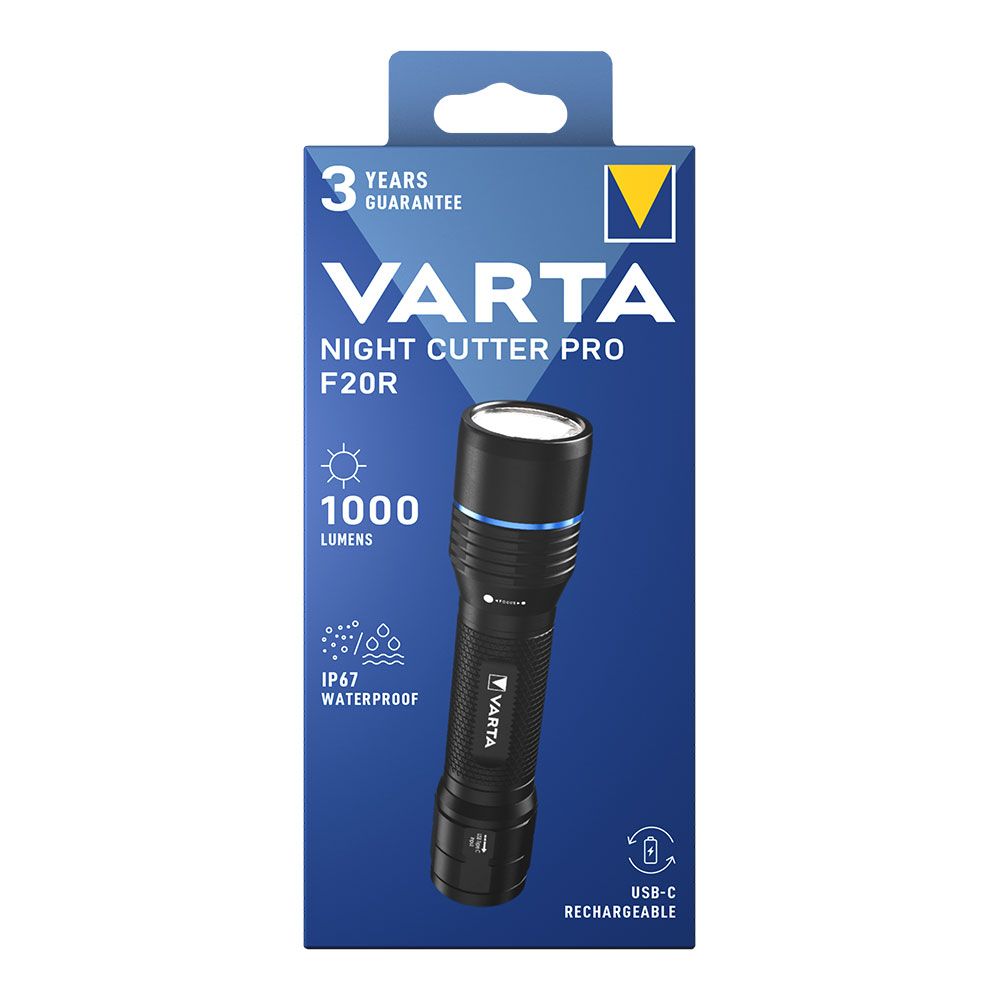 Linterna táctica night cutter pro f20r recargable 1000 lm ip67 + cordón y riñonera