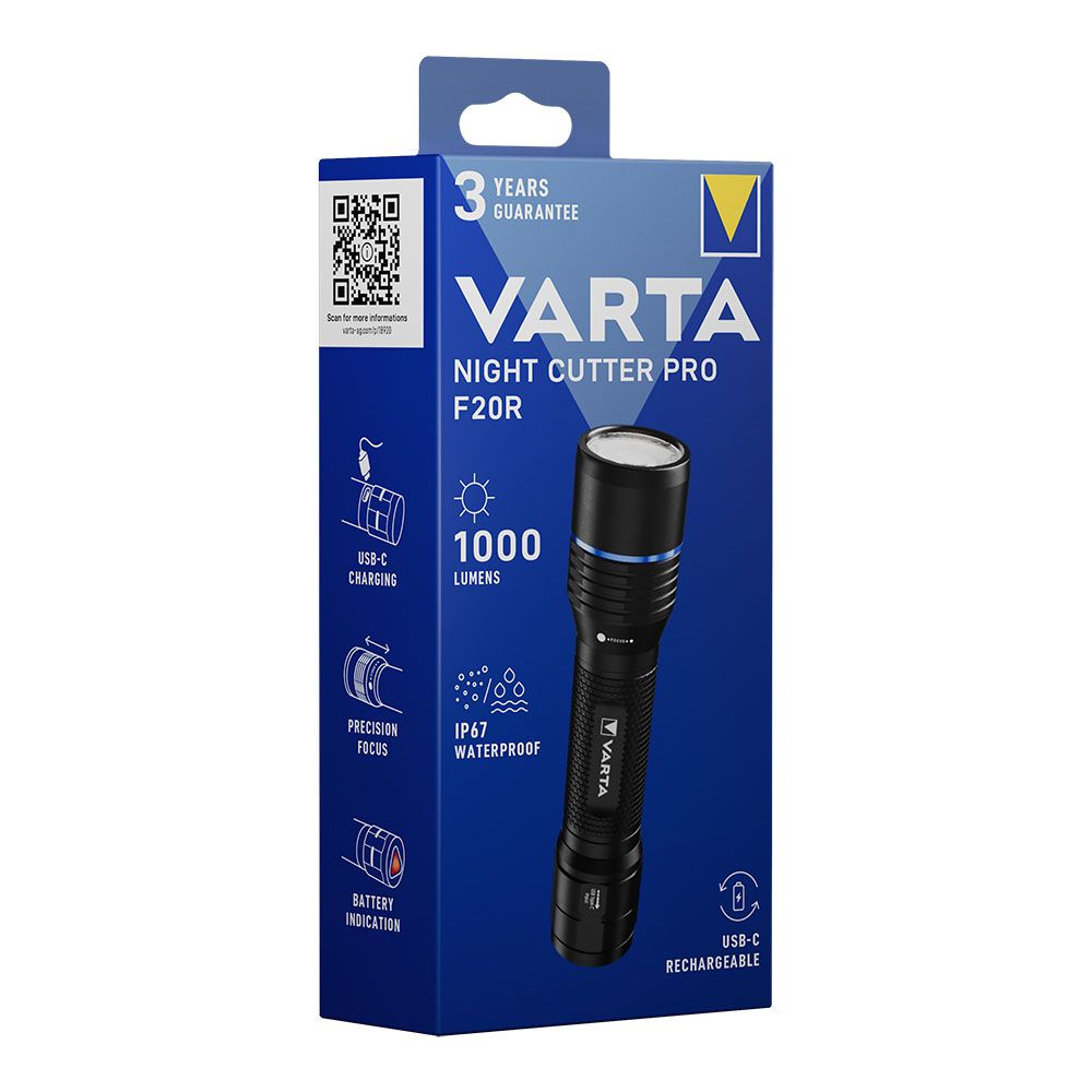 Linterna táctica night cutter pro f20r recargable 1000 lm ip67 + cordón y riñonera