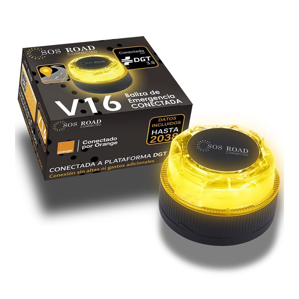 Baliza v16 de emergencia homologada conectada geolocalizable con dgt 3.0 sos road