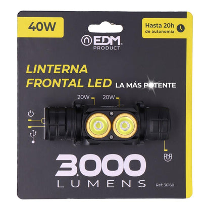 Linterna led frontal thunder track 3000 lm, recargable